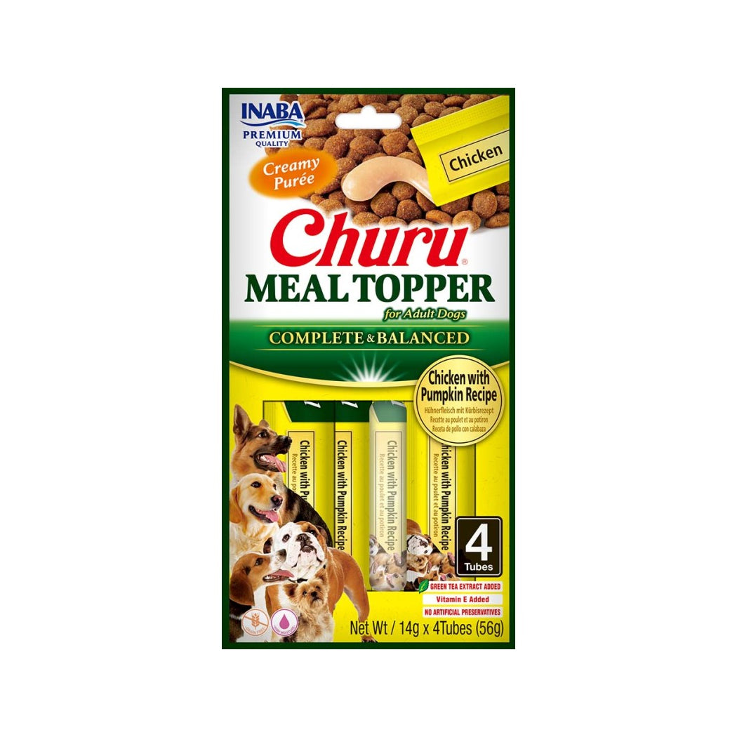 CHURU - DOG MEAL TOPPER CHICKEN WITH PUMPKIN RECIPE X 4 TUBES 14 GR (56 GR) (USD905)