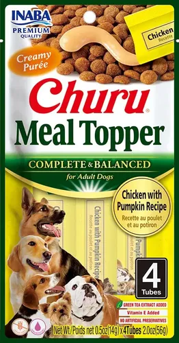 CHURU - DOG MEAL TOPPER CHICKEN WITH PUMPKIN RECIPE X 4 TUBES 14 GR (56 GR) (USD905) - Imagen 3
